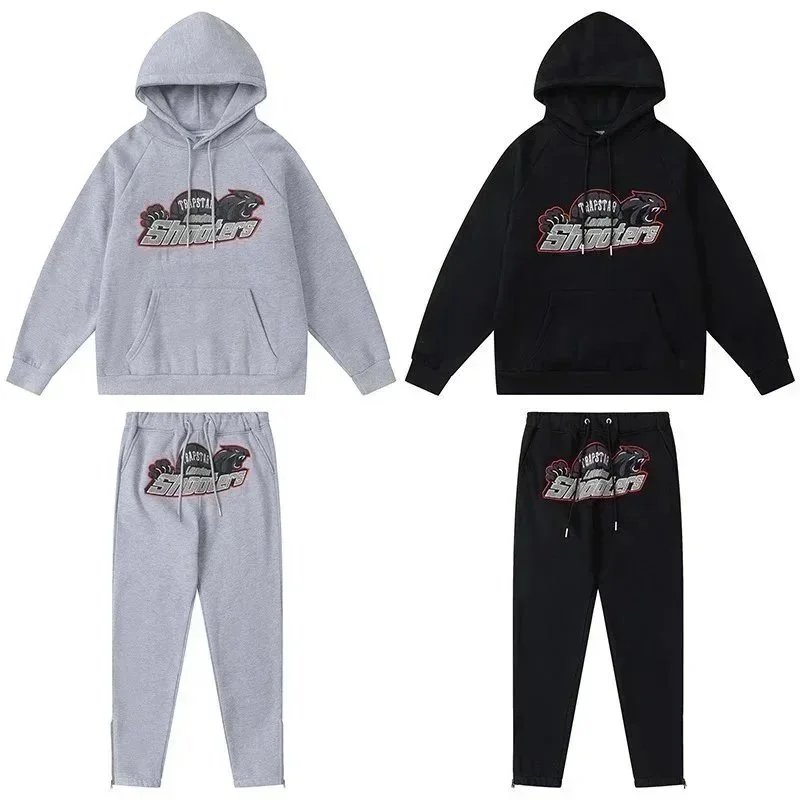 Trapstar Shooters Graphic Streetwear Tracksuit Set Black and Gray