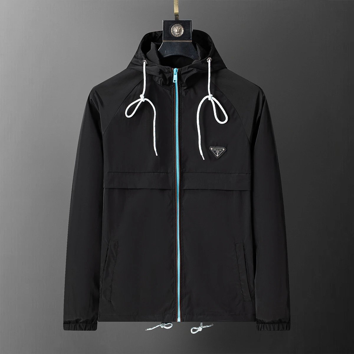 Prada Nylon Windbreaker Lightweight Jacket Black