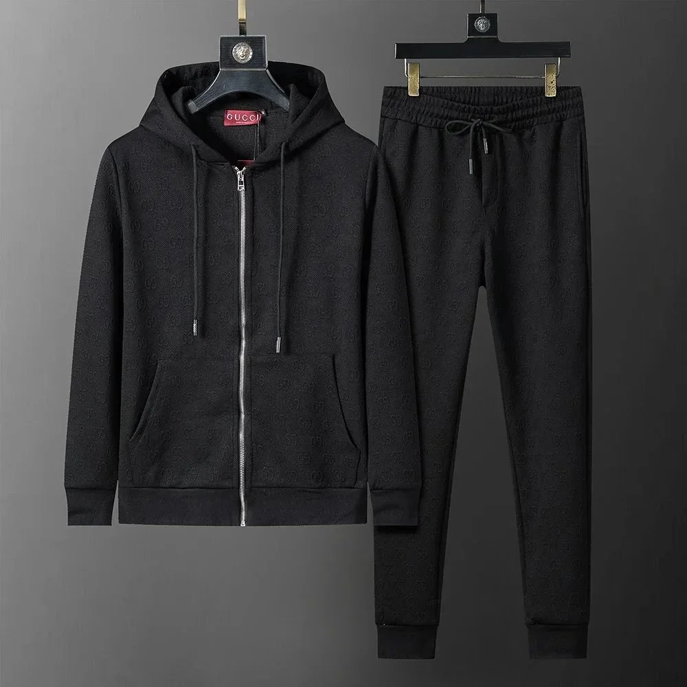 Gucci Monogram Jacquard Casual Tracksuit Set Black