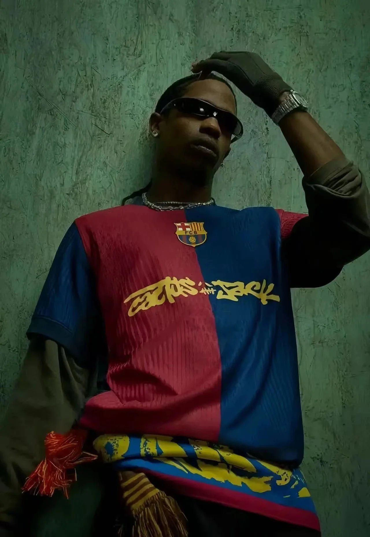 Cactus Jack FC Barcelona Retro Soccer Jersey Multicolor