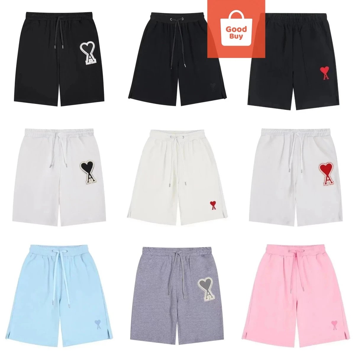 Ami Paris Ami Heart Patch Casual Shorts Multicolor