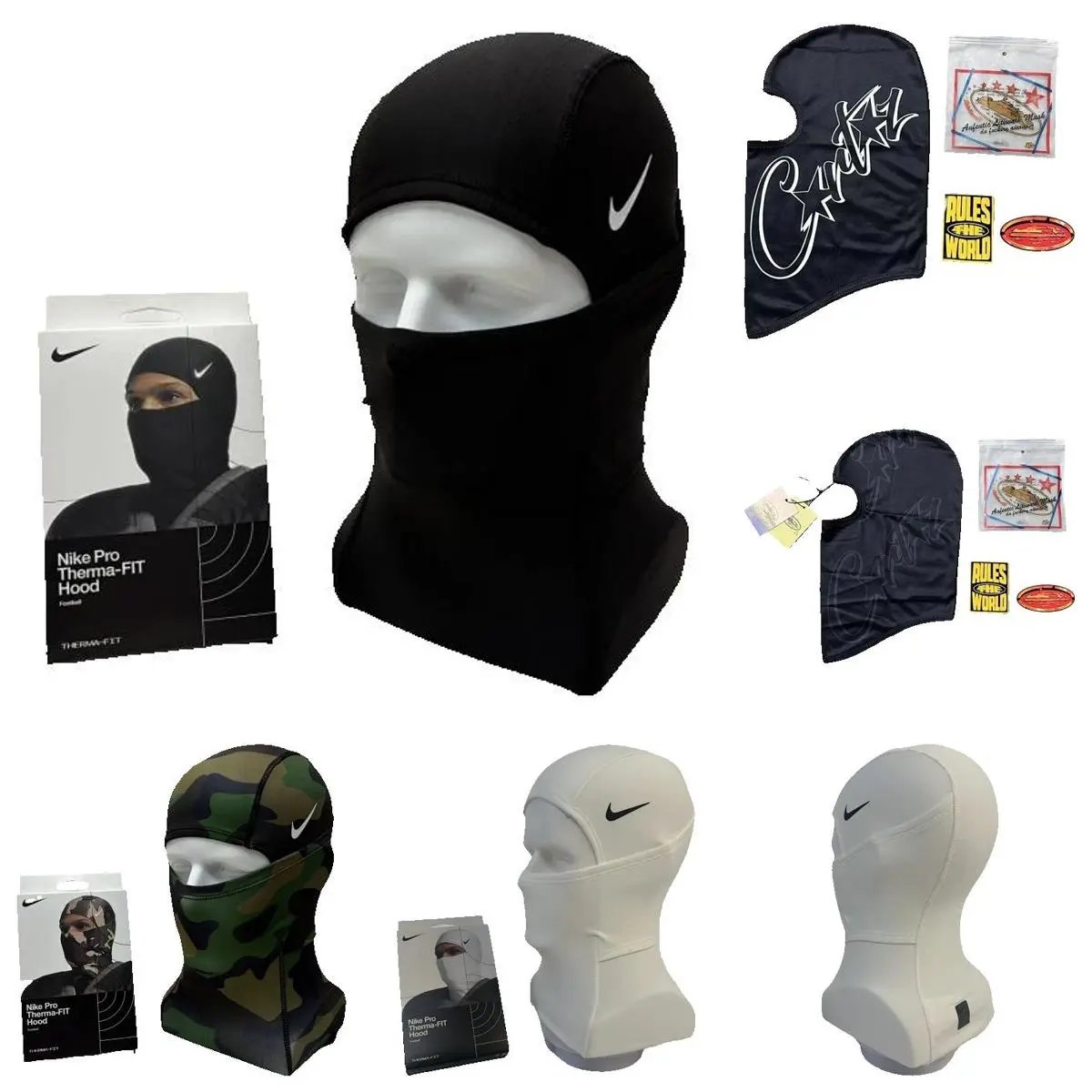 Nike Pro Therma-FIT Hood Balaclava Winter Sports Black White Camo