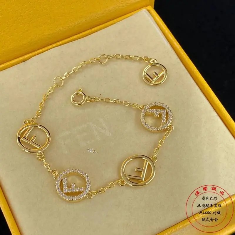 Fendi F Is Fendi dainty charm Bracelet Gold
